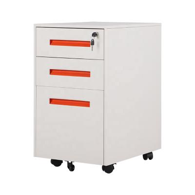 China High quality collated mobile steel file cabinet of 3 drawers with wheels for sale