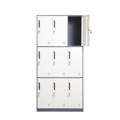 China Knock down factory low price fitness center steel 9 door iron public locker for sale