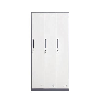 China Custom Modern Home Furniture Bedroom Gym Locker Room Steel 3 Door Wardrobe for sale