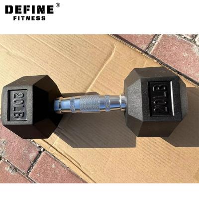 China Hex Rubber Dumbbell Set Cheap Fitness HexagonDumbbell OEM ODM Customized Pounds 5kg 10kg 20kg Rubber Hex Dumbbell Mancuerna for sale