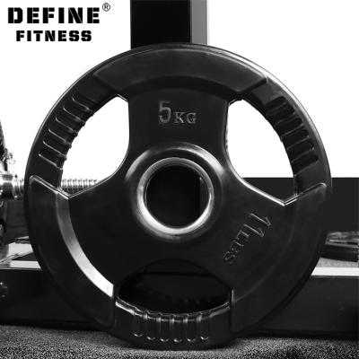 China Durable Standard DEFINE FITNESS Black Rubber Barbell Weight Plate For Training Competition Weight Plate for sale