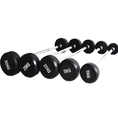 China Universal SET Wholesale FITNESS Barbell Rubber Fixed Weightlifting Curved Barbell for sale