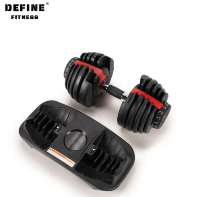 China Adjustable SET FITNESS Gym Fitness Commercial Urethane Dumbbell Barbell Set Use 24kg Adjustable Dumbbell Set for sale