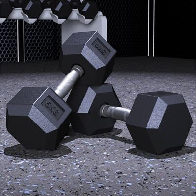 China Durable SET FITNESS Gym Hexagon Beauty Hex Rubber Dumbbell Steel Hex Adjustable Dumbbell Weights Rubber Set for sale