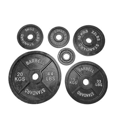 China Universal Set Sale 20kg 50kg Cheap Rectangular Fitness Gym Commercial Cast Iron Barbell Weightlifting Dish for sale