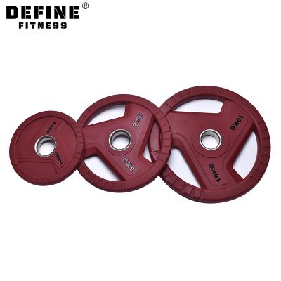 China Weight Lfiting PU Hand Grip Bumper Plates 2 Inch Bumper Weight Plate With Steel Insert Bumper Weights Set Free Weight Plates for sale