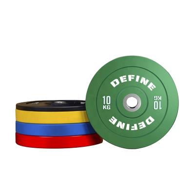 China Universal DEFINE FITNESS Gym Colored Free Weight Rubber Bumper Plates for sale