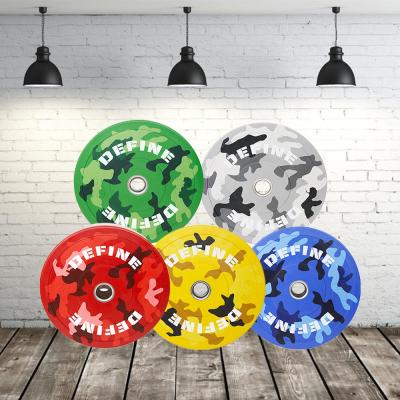 China Universal DEFINE FITNESS Color Bumper Plates Camouflaged Competition Gym Weight Bumper Plate for sale