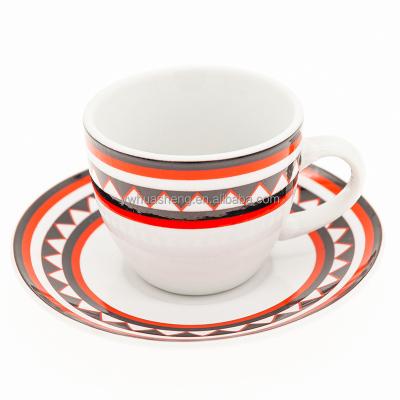 China New Arrival HS 85ml Ethiopian Coffee Set Oromo Flag Ceramic Viable Design Fine Bone China Oromo Coffee Set With Rekebot for sale