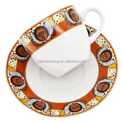 China HS Viable Factory Directly Sell 12pcs Coffee Cup Set Traditional Ethiopian Eritrean Art Coffee Set Fine Bone China for sale