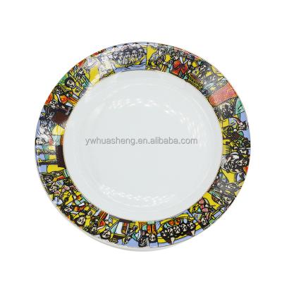 China 7.5inch 10.5inch Viable Fine Bone China Eritrean Ethiopian Art Plates Set Queen Sheba Soup Dish Traditional Ethiopian Dishes for sale