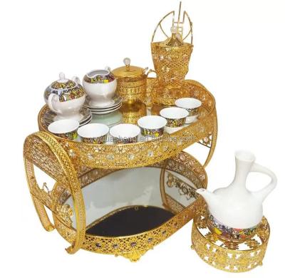 China Rekebot Sustainable Ethiopian Metal Tray With Traditional Saba Edition Cups Set For Coffee Ceremony for sale