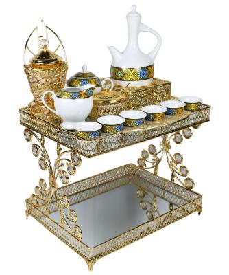 China 2021 Viable Rekebot Art Coffee Table With 17pcs Metal Ethiopian Coffee Set Porcelain for sale