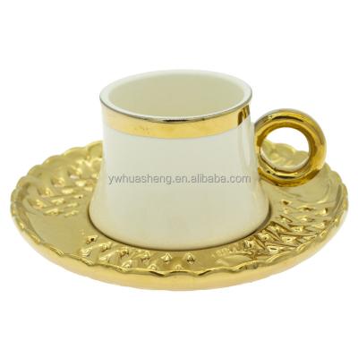 China 2021 Hot Selling Luxury Ceramic Plated Coffee Mugs Viable Set Electroplating Silver / Coffeeware Gold Small Bone New for sale