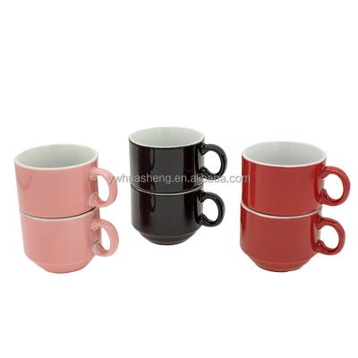 China Disposable Under Glazed 150ml Porcelain Shinny Smooth Coffee Mug Cups Ceramic Color Glazed Cappuccino Cup Wholesale for sale