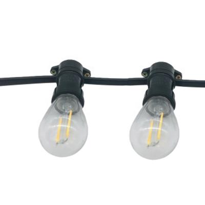 China E27 screw water resistant lamp holder with black rubber cable/e26 socket for outdoor LED string light for sale