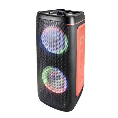 China No Speaker Factory Supply Dual 8 Inch Portable Speaker With Rolling Led/USB/TF/FM/AUX/MIC Input for sale