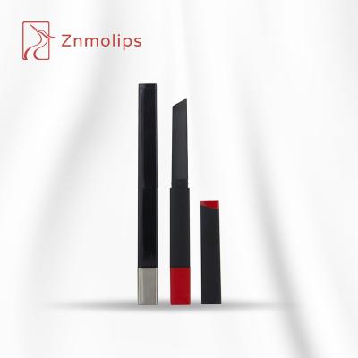 China Eco 9mm 9.1mm Slim Black Silver Cosmetics Private Label Lipstick Packaging Custom Lipstick Tubes for sale