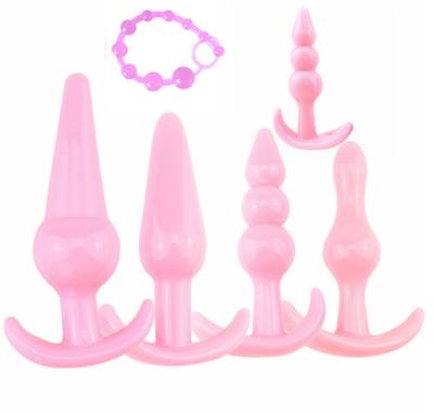 China 6 Pieces TPE/TPR Combination Set Rod Pull Beads G-Spot Suppository Vibrating Anal Plug Orgasm For Couples Sex Game Toys for sale