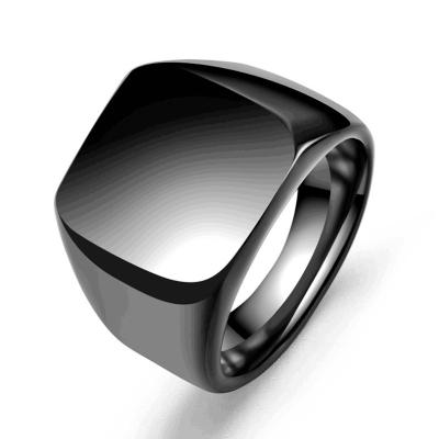 China Other Name Jewelry 14mm Gun Gold Stainless Steel Black Silver Color Inoxidable Flat Custom Logo Men Rings Rings For Men for sale