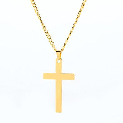 China Lead Free Nickel Free Cross Necklace Plated Gold Silver Black Prayer Choker Cross Pendant Necklaces For Men Jewelry Gift OEM Custom Stainless Steel for sale