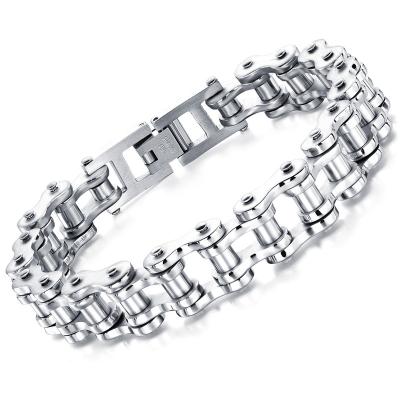 China Luxury Punk Style Bike Chain Bracelets Bracelet Motorcycle Chain Multiple Colors Stainless Steel Silver Bangle for sale