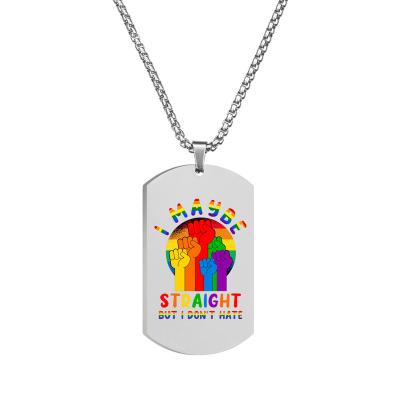 China Other Personalized Gay Rainbow Military Pendant Stainless Steel Dogtag Lesbian Lgbt Necklace for sale