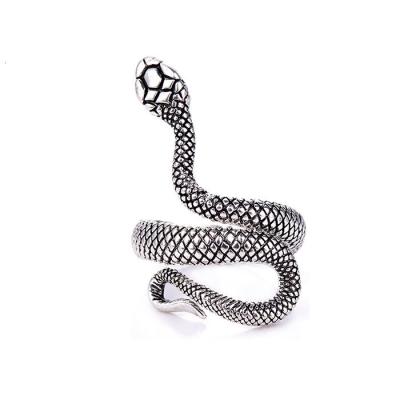 China Personalized Vintage Casual/Sporty Ring Snake Shape Geometric Delicate Cool Creative Silver Ring Statement Jewelry For Women Men for sale