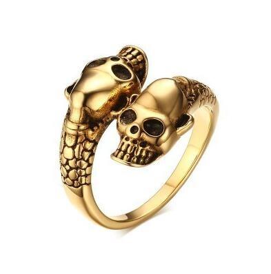 China 2022 New Ring Personalized Resizable Gold Plated Punk Domineering Skull Ring Style Jewelry Casual/Sporty Circle for sale