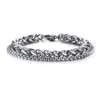 China 2022 European and American men's jewelry style bracelet titanium steel wholesale mixed double-layer chain bracelet Hyperbole for sale