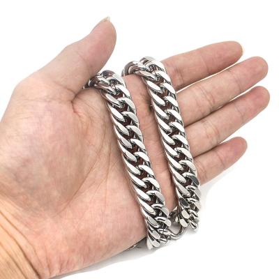 China Men's Double Buckle Cuban Chain Bracelet 14mm Thick Chain Stainless Steel Hiphop eBay Amazon Amazon Spot Supply Small Business Idea Shop Chain for sale