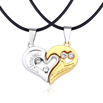 China Neo-gothic foreign heart-shaped pendant necklace trend love explosion rope Korean leather jewelry for sale