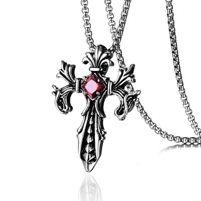 China CLASSIC Titanium Steel Double Cast Dragon Cross Necklace Pendant Fashion Stainless Steel Jewelry Accessories New Wholesale for sale