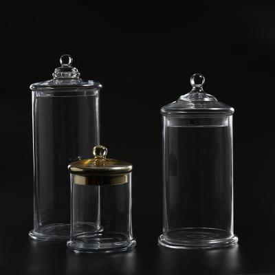 China No Amazon Best Sellers Factory Direct Choice Glass Candy Jar Cylinder Design Or Marshmallow Jar With Glass Lid for sale