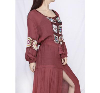 China 2021 Breathable Spring and Lotus Leaf Edge Shaped Dress New Stain Summer Wind Sand Beach Bohemian National Dress for sale