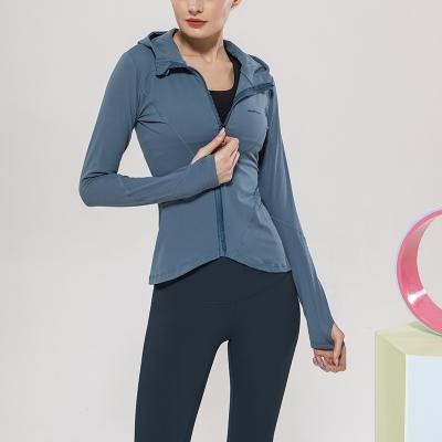 China 2021 New Fashion Women's Breathable Zipper-Up Sexy Sports Coat Long Sleeve Shaved Jogging Set Nude Slim Running Tight Fit Yoga Wear for sale