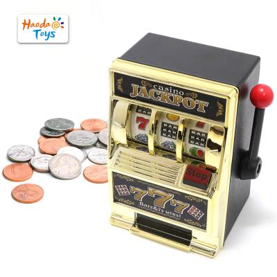 China Kids Play Fun Promotion Gifts Kids Play The Game Lucky Mini Bonus Slot Machine Bank Toy With Spinning Reels for sale