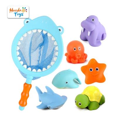 China Temperature Color Changing Baby Bath Time Crochet Animals Game Set Soft Rubber Injects Water Fun Fishing Game Kids Bath Toys for sale