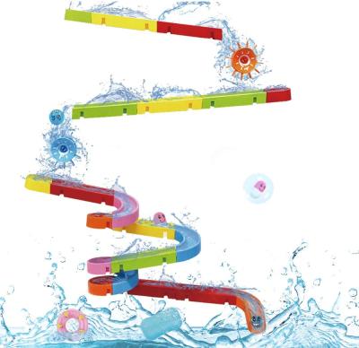 China Kids Bath Game Kids Perfect Summer Bathing Fun Water Track Toy Construction Puzzle Car Racing 38 Pieces Toy Bath Toy for sale