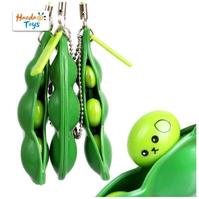 China Edamame Keychain Keyring Extrusion Bean Pea Soybean Squeeze-A-Bean Compression Toy for sale