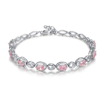 China Pulsera de plata de la CZ del rosa 925 de la pulsera de la amistad del encanto para las mujeres en venta