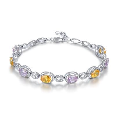 China Cartier Lobster Clasp Bracelet Oval Yellow Glass 925 Silver CZ Bracelet For Women for sale