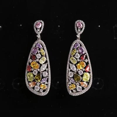 Cina Gioielli fatti a mano 925 Sterling Silver Gemstone Earrings di modo degli orecchini variopinti del cerchio in vendita