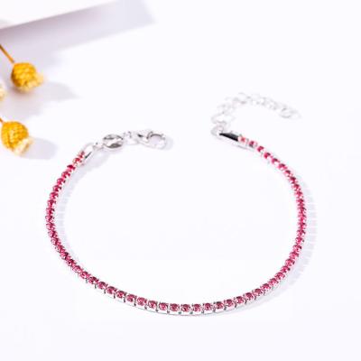 China Nieuw In Diamond Bracelet 925 Zilveren Roze Zircons Regelbaar voor Vrouwen Te koop