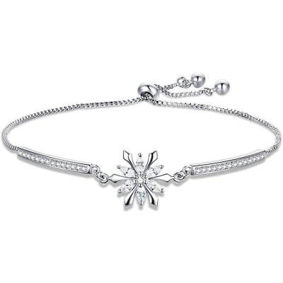 China Women'S Girls Plating S925 Silver Bracelet Adjustable Chain Snowflake Personalised for sale