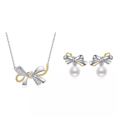 China Necklace Earrings 925 Sterling Silver Jewelry Pearl Butterfly Women'S S925 Jewelry Set for sale