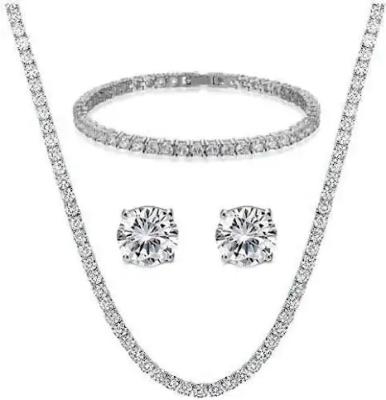 China Diamond Rhinestone Jewelry Set Tennis-Reeks van de Tegenhanger de Zilveren 925 Juwelen van Halsbandoorringen Te koop