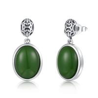 China Prata dada forma oval por atacado de Emerald Stone Earrings 2.00g do verde para mulheres das senhoras das meninas à venda