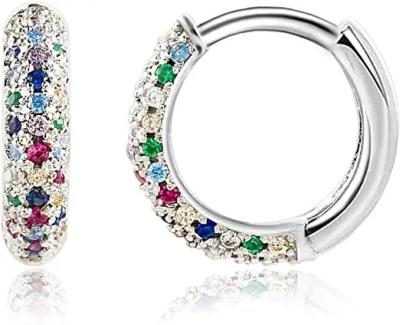 Chine Cercle rond 925 Sterling Silver Earrings Studs, 0.8g Sterling Silver Huggie Hoop Earrings à vendre