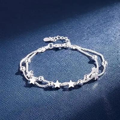 China New S925 Silver Bracelet , Women's Star Pendant 925 Silver CZ Bracelet for sale